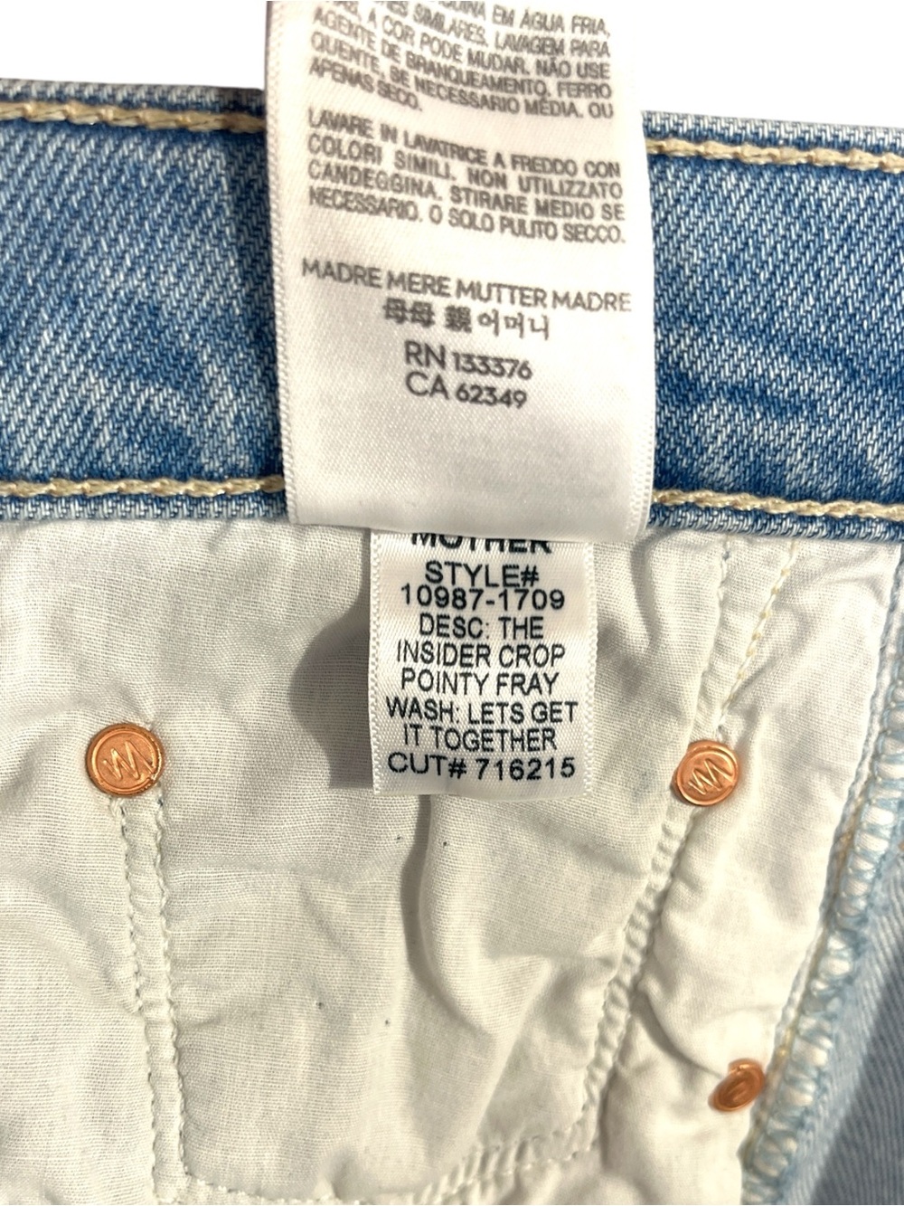 Mother Denim Insider Crop Pointy Fray Jeans size 28 in Lets Get it Together Wash - Picture 11 of 13